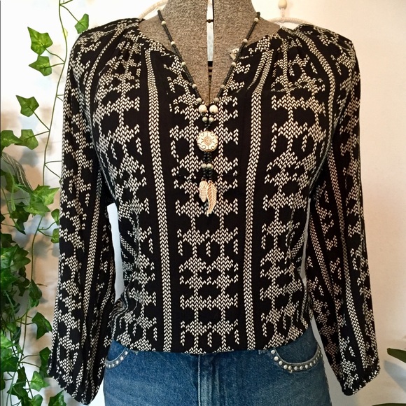 Black/ivory print tunic blouse - Picture 2 of 4